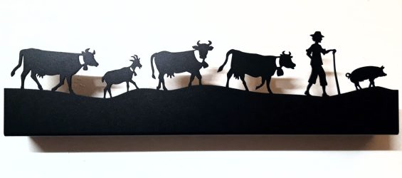 Bougeoir frise vacher fond blanc